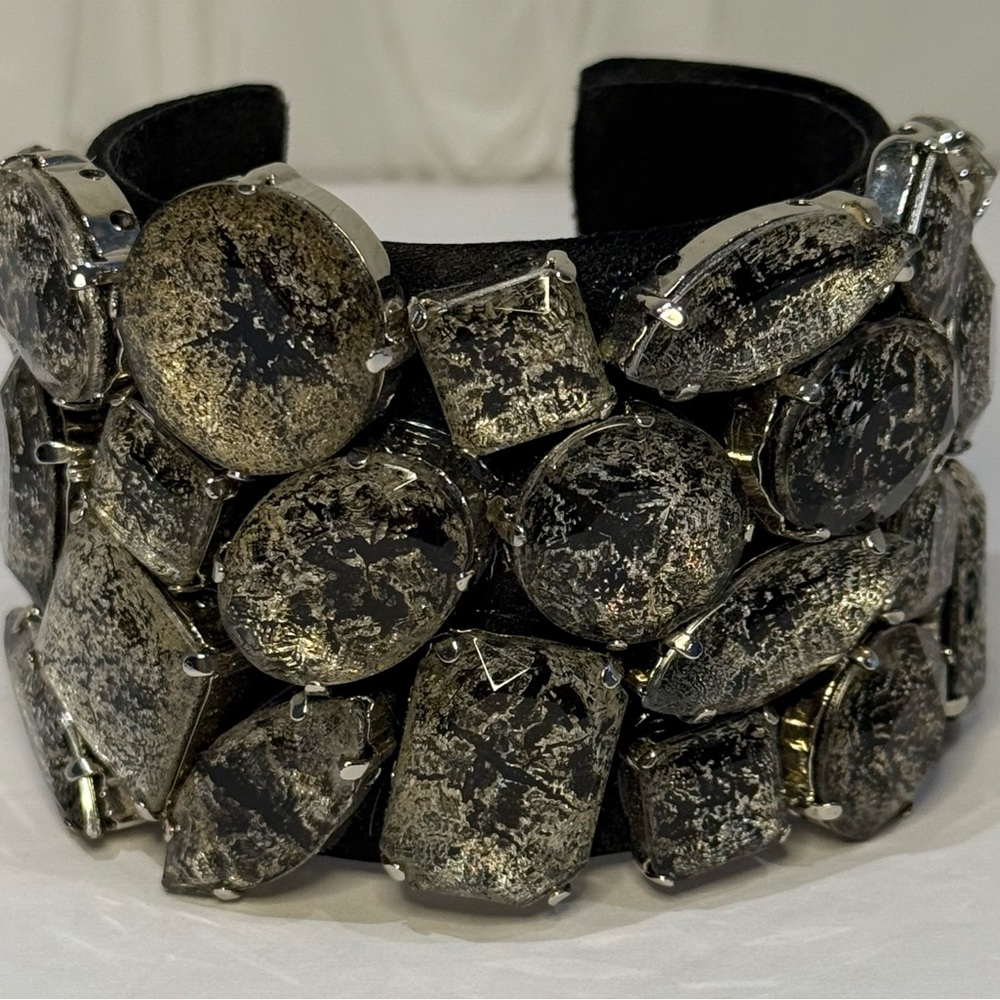 Tasha Black and Silver Cuff Bracelet